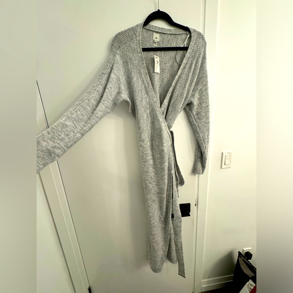River island grey knit wrap dress